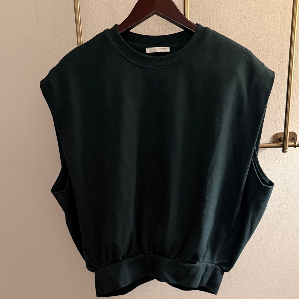 🌿 NWOT 🌿 SLEEVELESS SWEATSHIRT 🌿 ZARA 🌿 GREEN 🌿 MED 🌿 - Picture 9 of 14